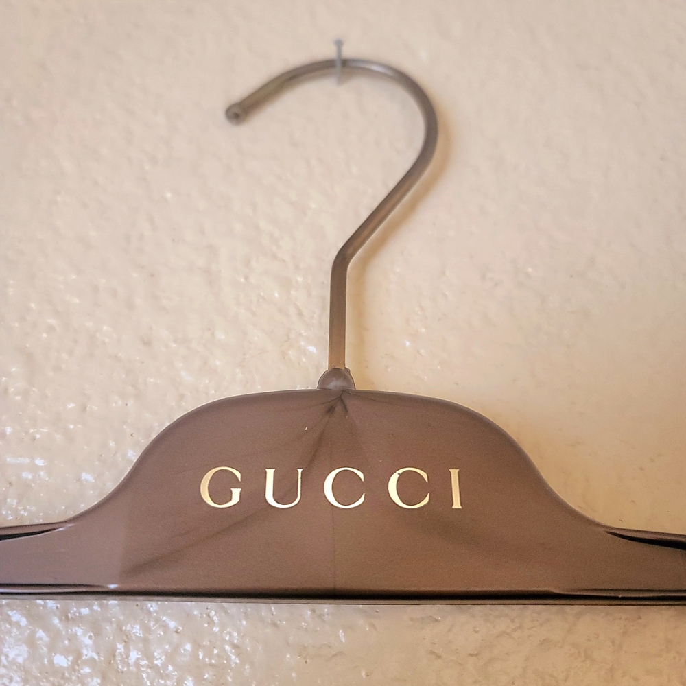GUCCI Gold Bronze Pants Sweater Velvet Hanger AUTHENTIC